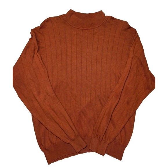 VALDA By Toscano Mens Crewneck Knit Sweater Pullover Orange Small MADE IN ITALY - Picture 1 of 9